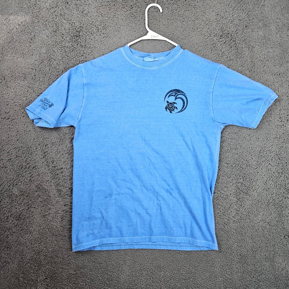 Crazy Shirts Mens Medium Blue Hawaii Dyed Sea Turtle Wave Graphic T-Shirt Cotton